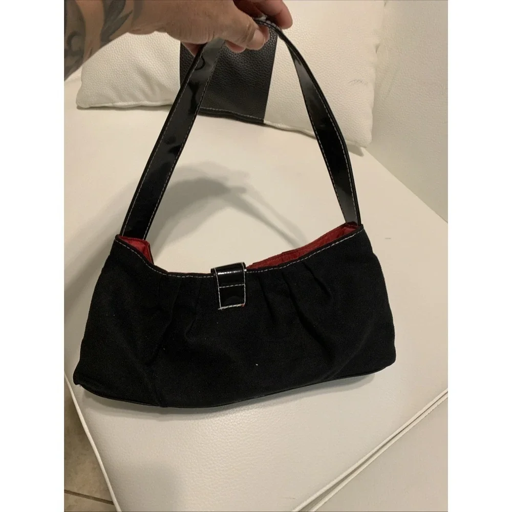Y2K VICTORIA'S SECRET handbag purse satchel faux suede leather design half moon